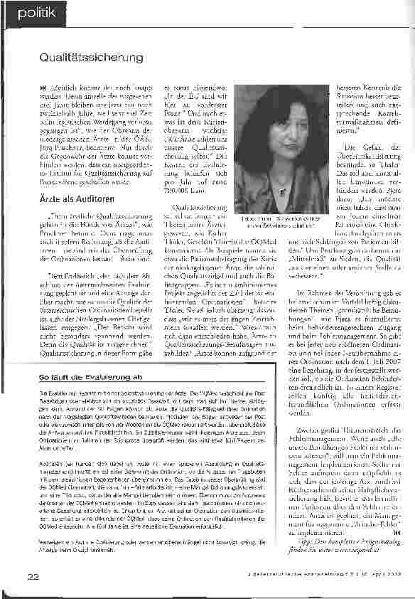 Vorschauseite 2: Qualitätssicherung -Evaluierung beginnt bei Urologen