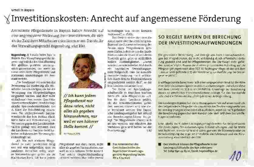 Vorschauseite 1: Investitionskosten: Anrecht auf angemessene Förderung