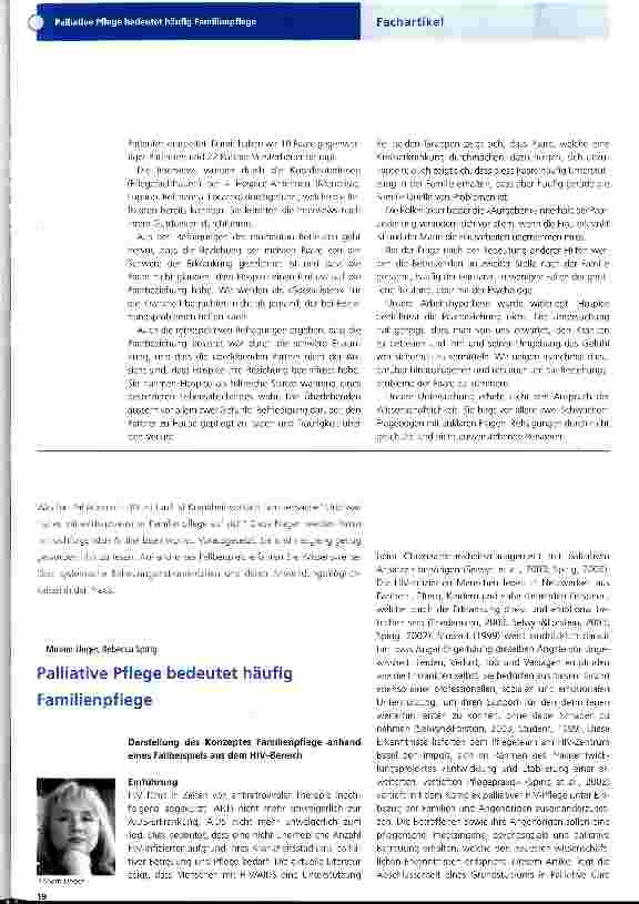 Vorschauseite 1: Palliative Pflege bedeutet häufig Familienpflege