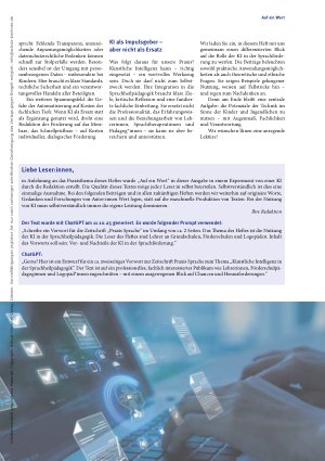Vorschauseite 2: KI in der Sprachheilpädagogik – zwischen Innovation und Verantwortung