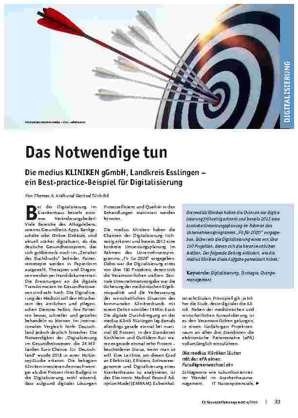 Vorschauseite 1: Das Notwendige tun: Die medius KLINIKEN gGmbH, Landkreis Esslingen – ein Best-Practice-Beispiel für Digitalisierung.