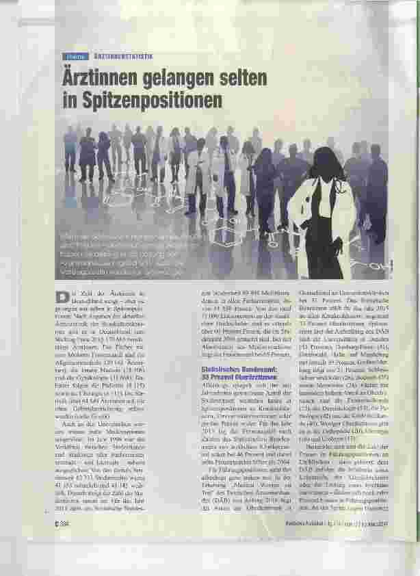 Vorschauseite 1: Ärztinnen gelangen selten in Spitzenpositionen