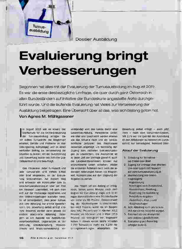 Vorschauseite 1: Evaluierung bringt Verbesserungen