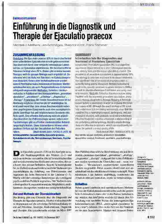 Vorschauseite 1: Einführung in die Diagnostik und Therapie der Ejaculatio praecox