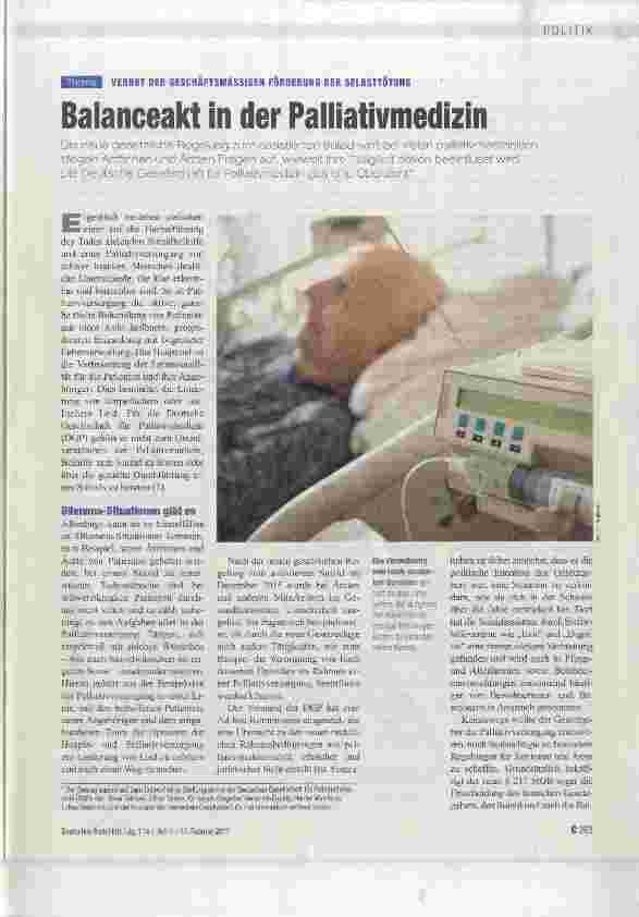 Vorschauseite 1: Balanceakt in der Palliativmedizin