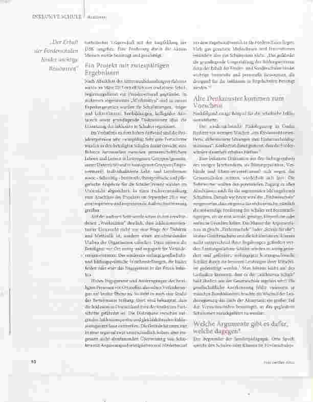 Vorschauseite 2: Ist ein inklusives Schulsystem wirklich gewollt?