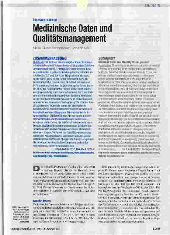 Vorschauseite 1: Medizinische Daten und Qualitätsmanagement