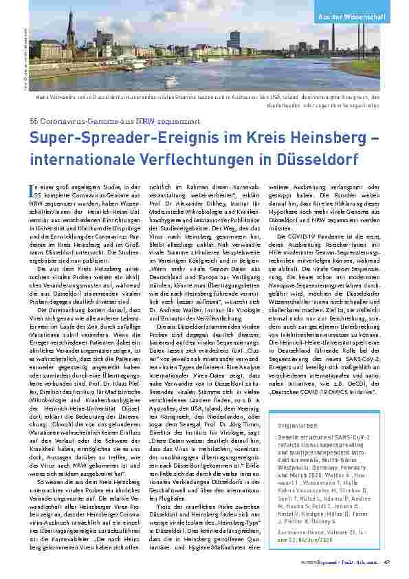Vorschauseite 1: Super-Spreader-Ereignis im Kreis Heinsberg – internationale Verflechtungen in Düsseldorf