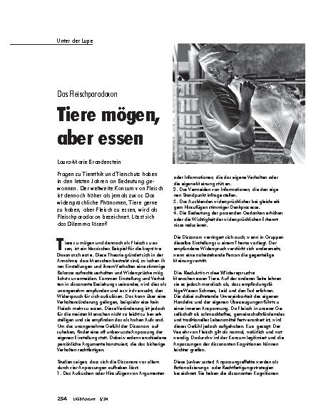 Vorschauseite 1: Das Fleischparadoxon: Tiere mögen, aber essen.