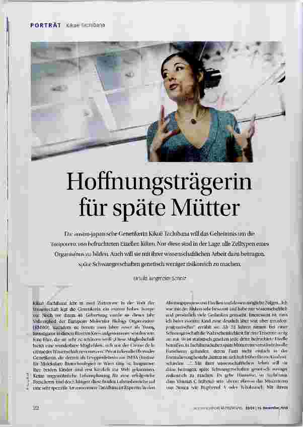 Vorschauseite 1: Hoffnungsträgerin für späte Mütter