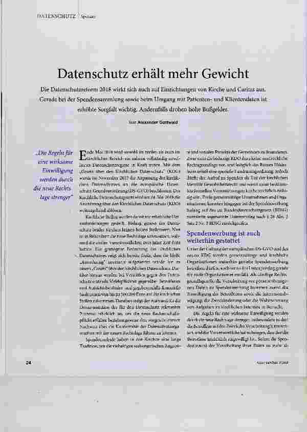 Vorschauseite 1: Datenschutz erhält mehr Gewicht