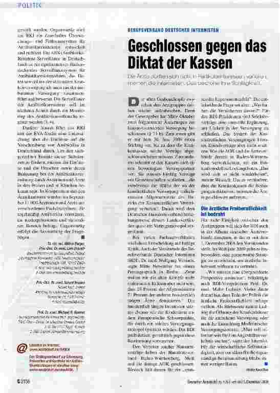 Vorschauseite 1: Geschlossen gegen das Diktat der Kassen