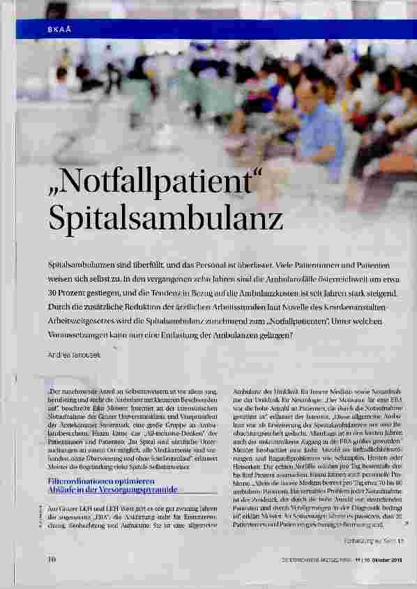 Vorschauseite 1: „Notfallpatient“ Spitalsambulanz