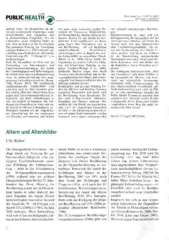 Vorschauseite 1: Altern und Altersbilder