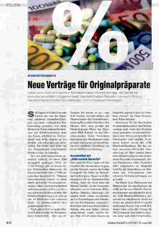 Vorschauseite 1: Neue Verträge für Originalpräparate