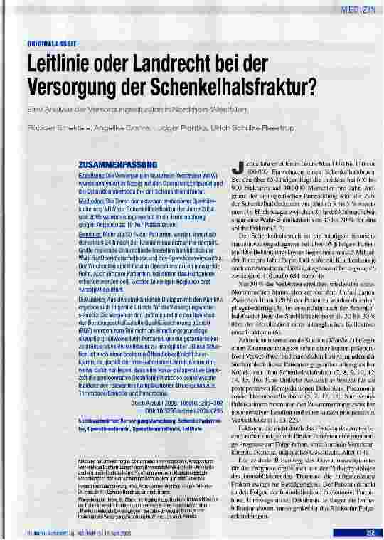 Vorschauseite 1: Leitlinie oder Landrecht bei der Versorgung der Schenkelhalsfraktur?