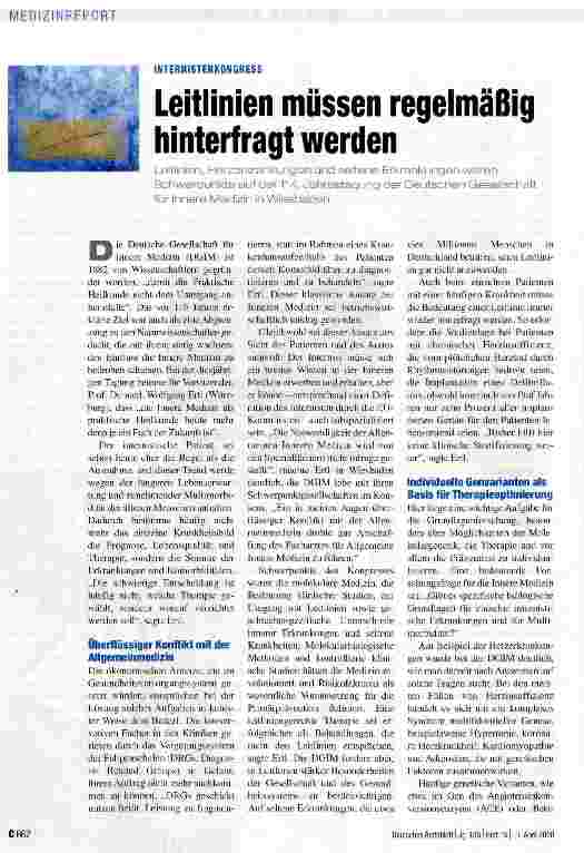 Vorschauseite 1: Leitlinien müssen regelmäßig hinterfragt werden