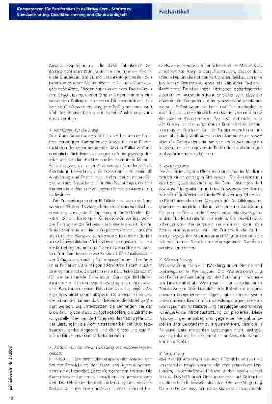 Vorschauseite 2: Kompetenzen für Berufsrollen in Palliative Care - Schritte zu Standardisierung, Qualitätssicherung und Glaubwürdigkeit