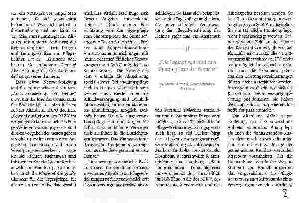 Vorschauseite 2: Heime werden zu Versorgungszentren