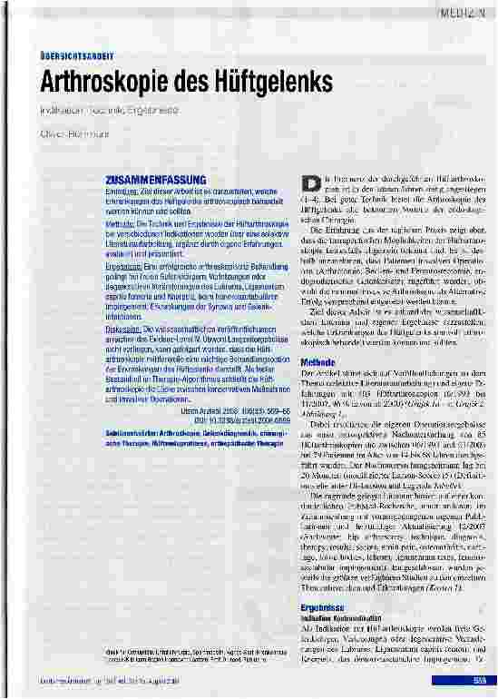 Vorschauseite 1: Arthroskopie des HüftgelenksIndikation, Technik, Ergebnisse