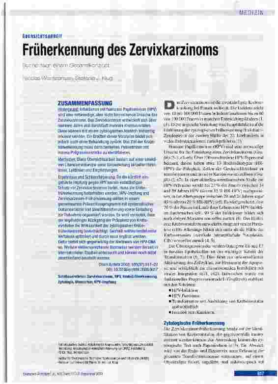 Vorschauseite 1: Früherkennung des ZervixkarzinomsSuche nach einem Gesamtkonzept