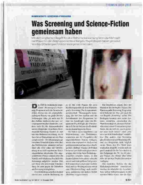 Vorschauseite 1: Was Screening und Science-Fiction gemeinsam haben