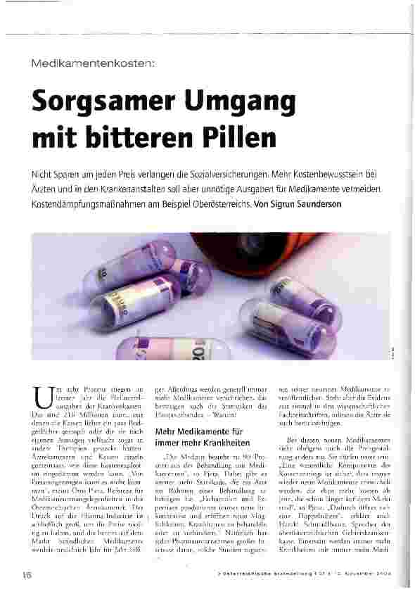 Vorschauseite 1: Sorgsamer Umgang mit bitteren Pillen