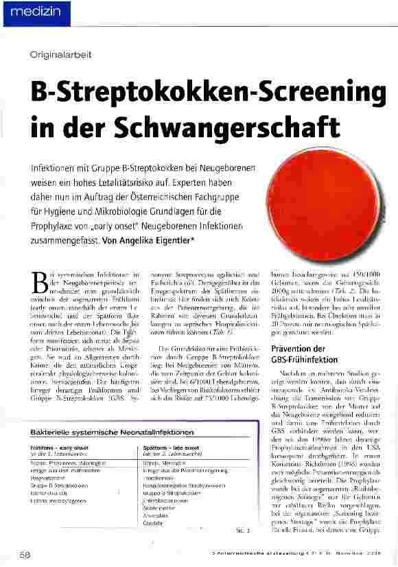 Vorschauseite 1: B-Streptokokken-Screening in der Schwangerschaft