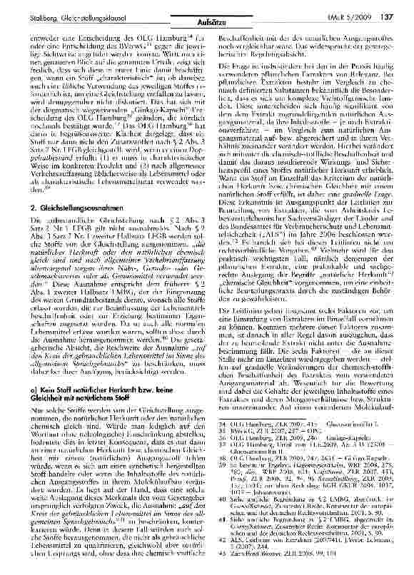 Vorschauseite 5: Der Streit um Auslegung und Folgen der Gleichstellungsklausel des § 2 Abs. 3 Satz 2 Nr. 1 LFGB - Eine Bestandsaufnahme