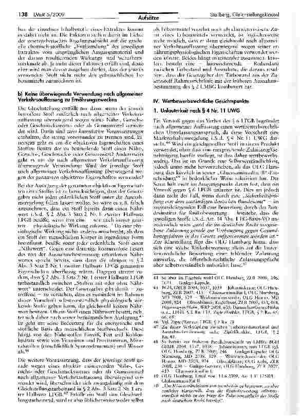Vorschauseite 6: Der Streit um Auslegung und Folgen der Gleichstellungsklausel des § 2 Abs. 3 Satz 2 Nr. 1 LFGB - Eine Bestandsaufnahme
