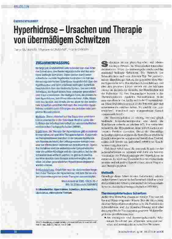 Vorschauseite 1: Hyperhidrose - Ursachen und Therapie von übermäßigem Schwitzen