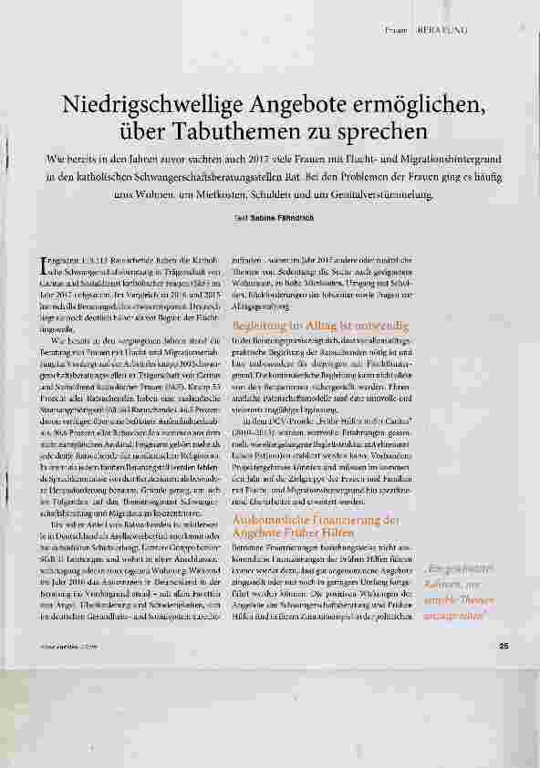 Vorschauseite 1: Niedrigschwellige Angebote ermöglichen, über Tabuthemen zu sprechen