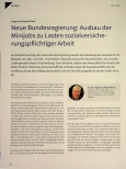 Vorschauseite 1: Neue Bundesregierung: Ausbau der Minijobs zu Lasten sozialversicherungspflichtiger Arbeit.