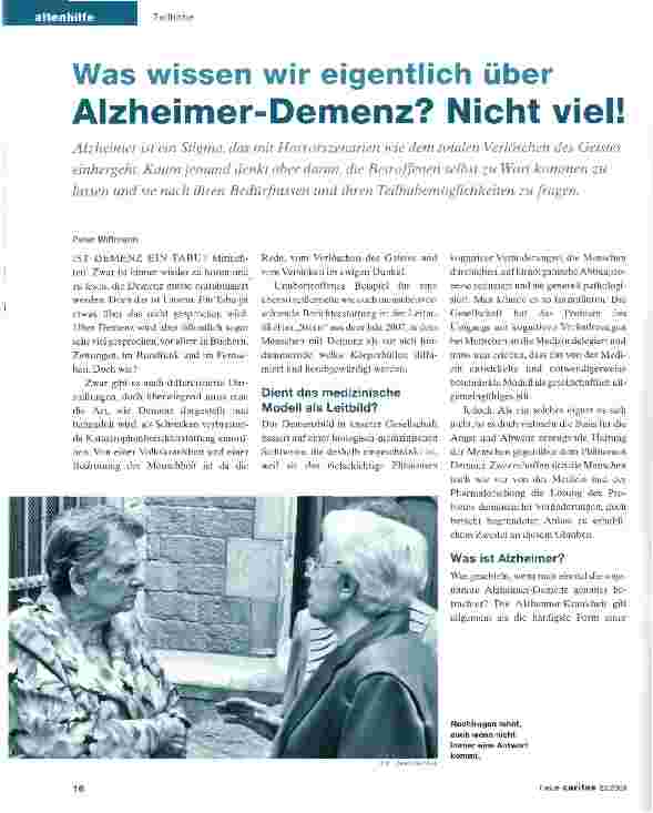 Vorschauseite 1: Was wissen wir eigentlich über Alzheimer-Demenz? Nicht viel!