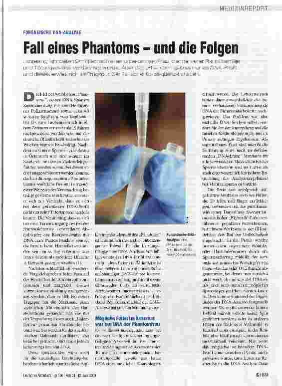 Vorschauseite 1: FORENSISCHE DNA-ANALYSEFall eines Phantoms - und die Folgen