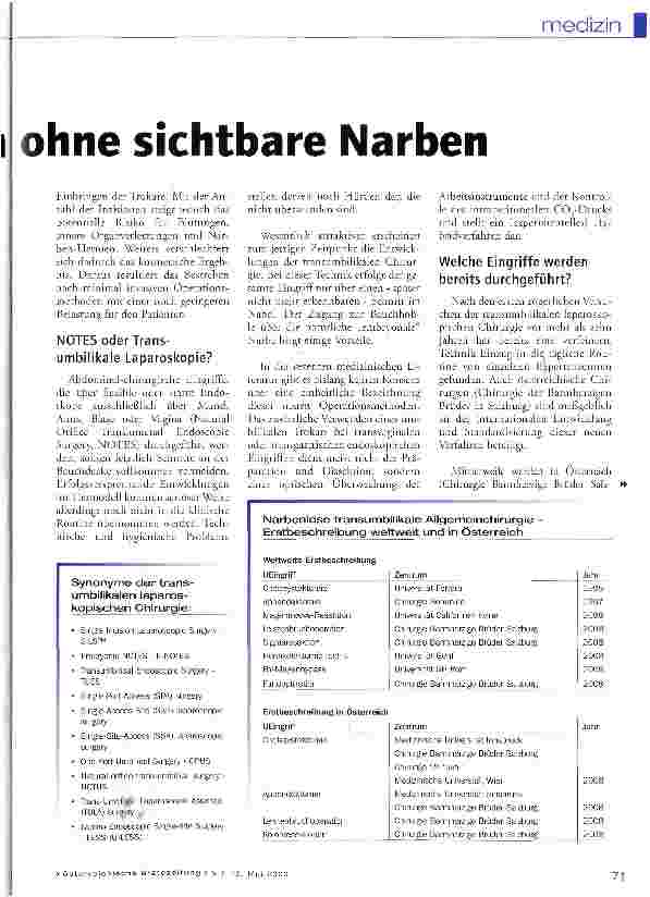 Vorschauseite 2: Transumbilikale Operationen ohne sichtbare Narben