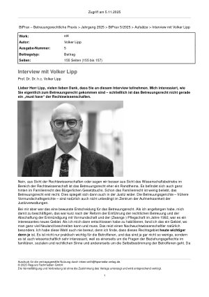 Vorschauseite 1: Interview mit Volker Lipp