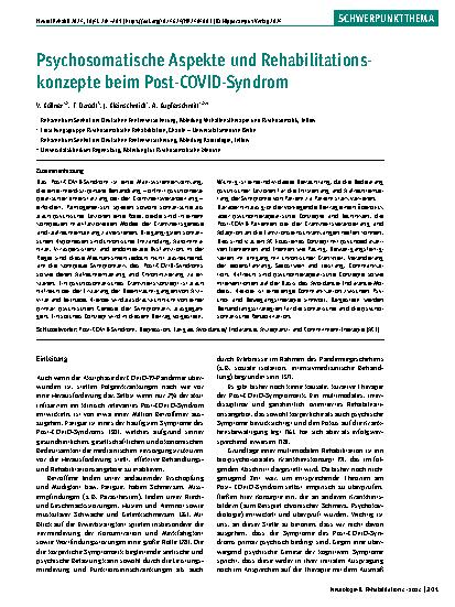 Vorschauseite 1: Psychosomatische Aspekte und Rehabilitationskonzepte beim Post-COVID-Syndrom