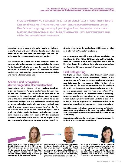Vorschauseite 5: Die Effekte von Bewegung auf schmerzassoziierte Hirnplastizität und endogene Substanzen bei Patienten mit muskuloskelettalen Schmerzen: