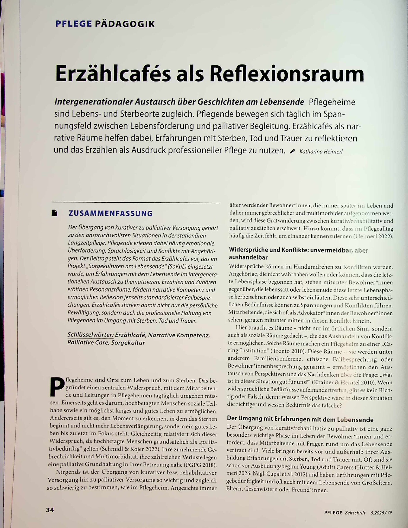Vorschauseite 1: Erzählcafés als Reflexionsraum: Intergenerationaler Austausch über Geschichten am Lebensende