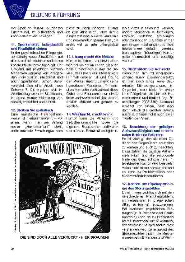 Vorschauseite 3: 25 GOLDENE REGELN für die praktische Anwendung von Humor in der Psychiatrischen Pflege 27 Pflege