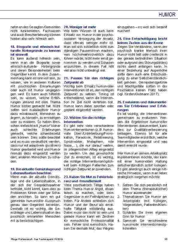 Vorschauseite 4: 25 GOLDENE REGELN für die praktische Anwendung von Humor in der Psychiatrischen Pflege 27 Pflege