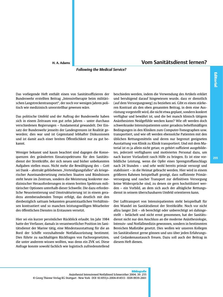 Vorschauseite 1: Vom Sanitätsdienst lernen?
