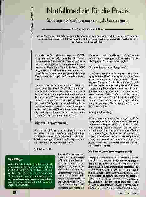 Vorschauseite 1: Notfallmedizin für die Praxis Strukturierte Notfallanamnese und Untersuchung