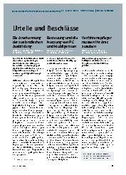 Vorschauseite 1: Urteile und Beschlüsse
