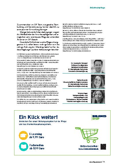 Vorschauseite 4: Herausforderung für die Patientensicherheit Arbeitsstress in der Anästhesiepflege