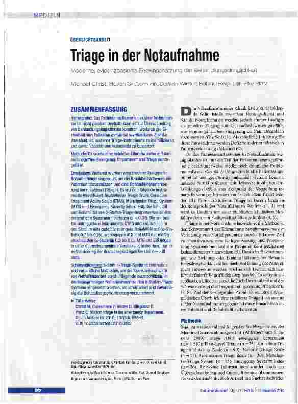Vorschauseite 1: Triage in der Notaufnahme