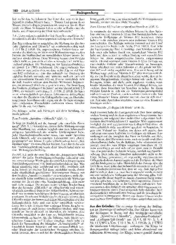 Vorschauseite 2: Notwendige wissenschaftliche Absicherung einer werblichen Anpreisung von NahrungsergänzungenUWG ^ 8 Abs. 1, Abs. 3 Nr. 2; 3; 4 Nr. 11 i.V.m. UWG $ 11 Abs. 1 Nr. 1, 2 LFGB; 3; 5