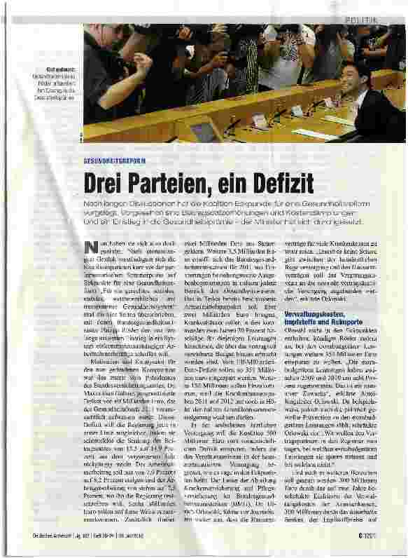Vorschauseite 1: Drei Parteien, ein Defizit