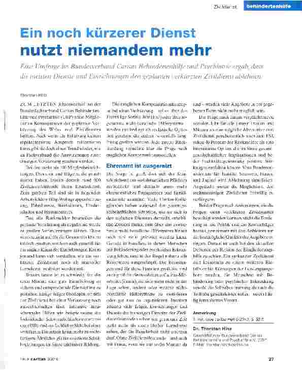 Vorschauseite 1: Ein noch kürzerer Dienst nutzt niemandem mehr